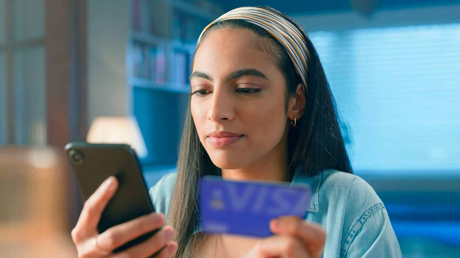Person using VisaChain blockchain technology